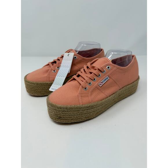 Superga Platform Espadrille Sneakers Women's 9.5 (41) Coral Casual Statement NWT